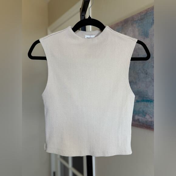 New Abrand Heather Icon Mock Neck Tank Top Clay Tan Size Small Sleeveless Ribbed - Picture 2 of 7